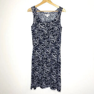 Coldwater Creek Stretch Waist Dress Sleeveless Black White Size 8 Knee Length
